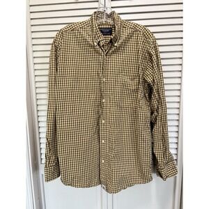 American Eagle‎ Plaid Long Sleeve Button Up Shirt Size XS Yellow/Black Pocket